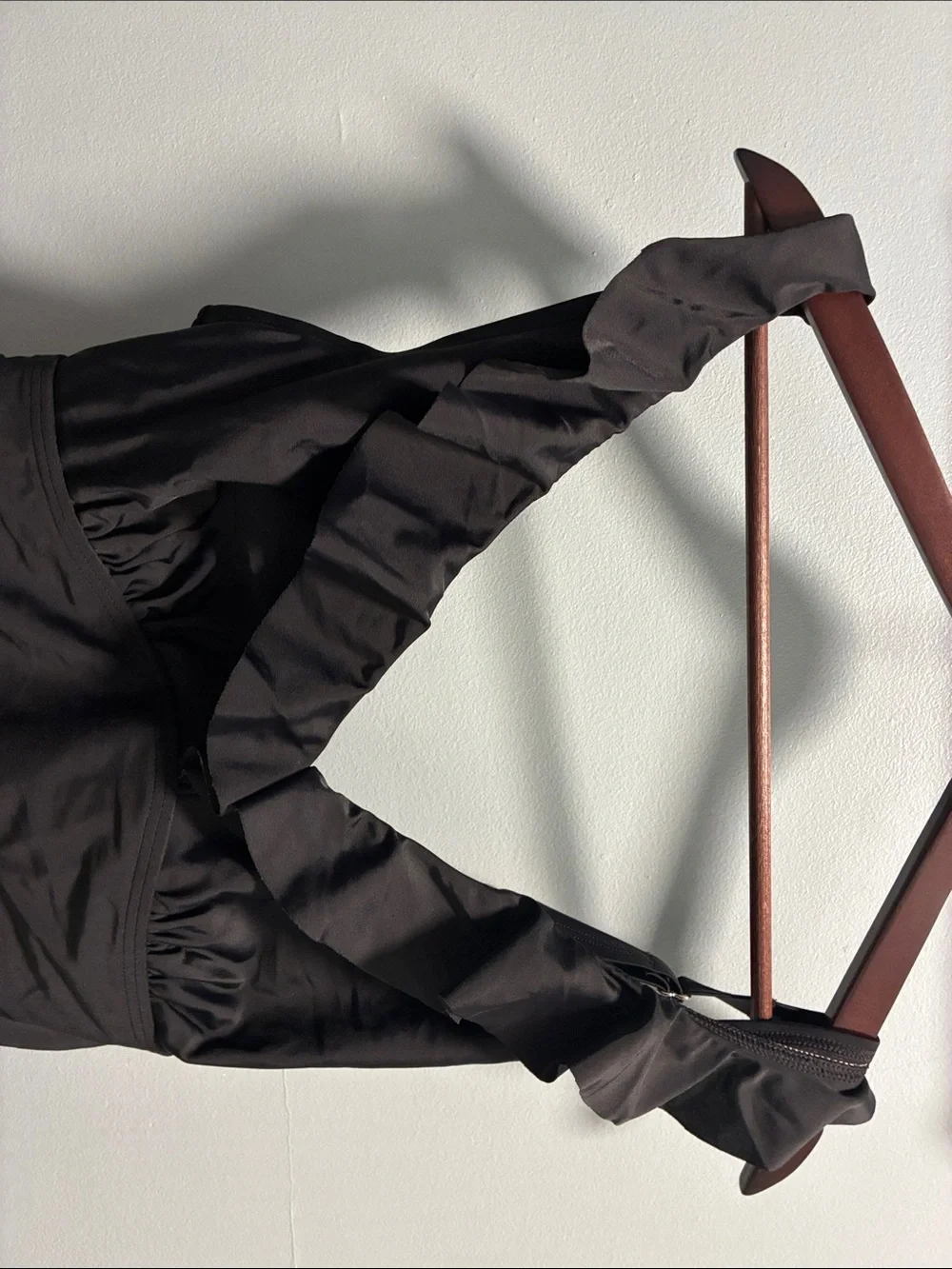 Black One-Piece Ruched Swimsuit - Picture 2 of 7